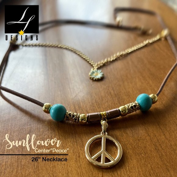 lf Designs: SUNFLOWER CENTER"PEACE" Necklace - Picture 1 of 7